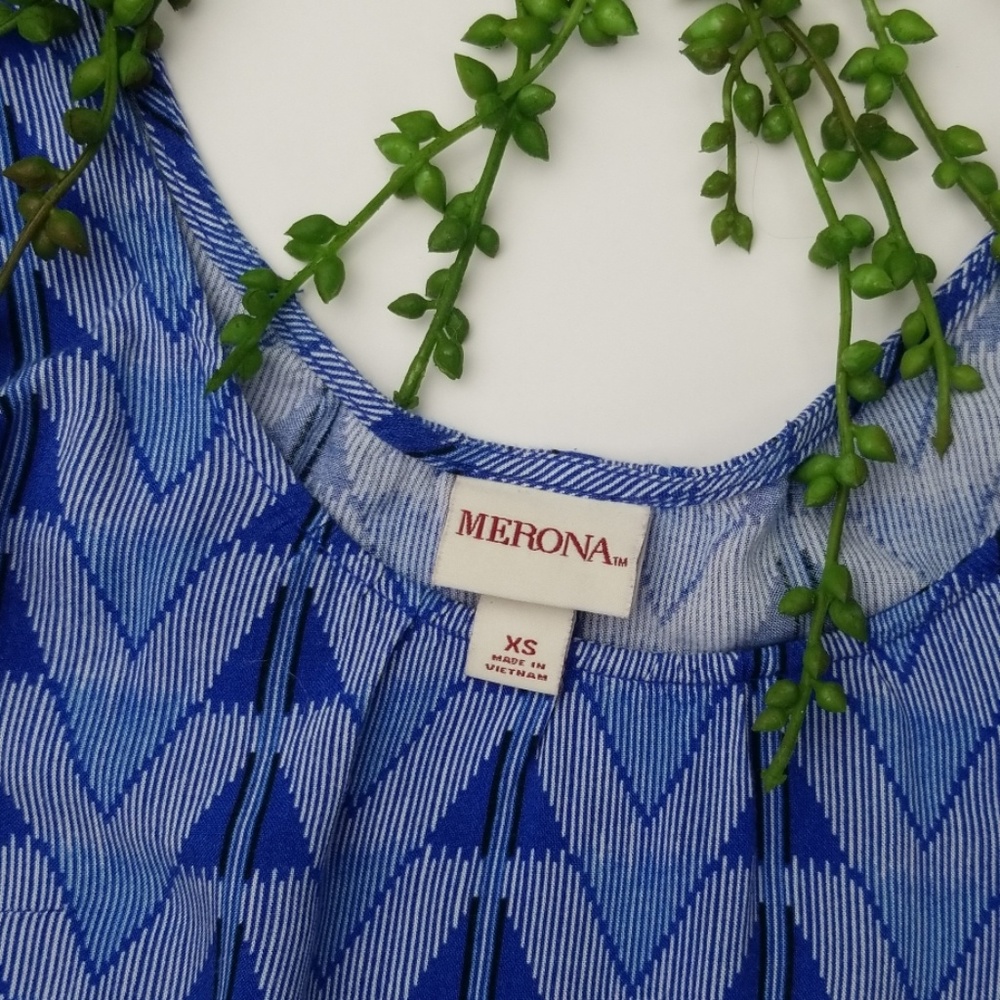 Merona | Blue Pattered Hi Lo Sleeveless Dress - Picture 2 of 3